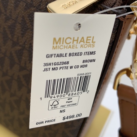 MICHAEL KORS GIFTABLE SHOULDER BAG & CARD HOLDER BOXED BROWN SIGNATURE - Picture 16 of 16
